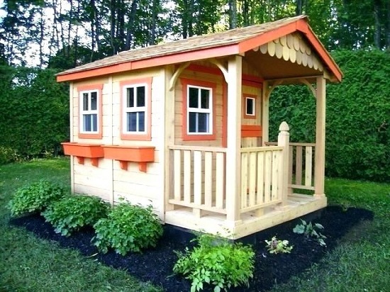 beautifully painted wooden playhouse with paint color
